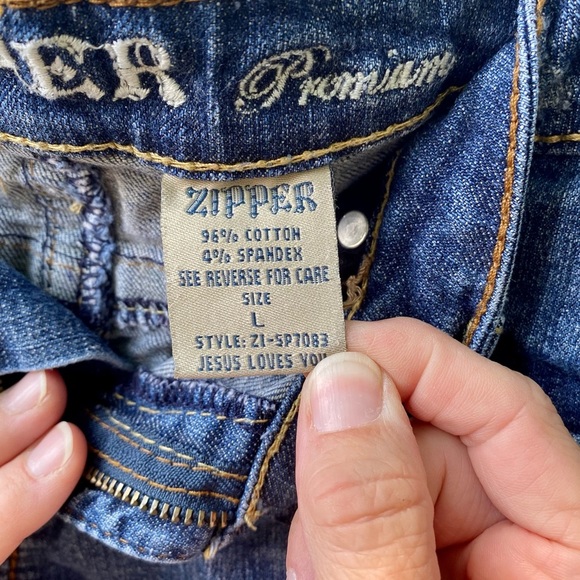 Zipper Denim Jeans Premium Womens Teen Jean Shortie Daisy Duke Shorts Size Large - Picture 5 of 5